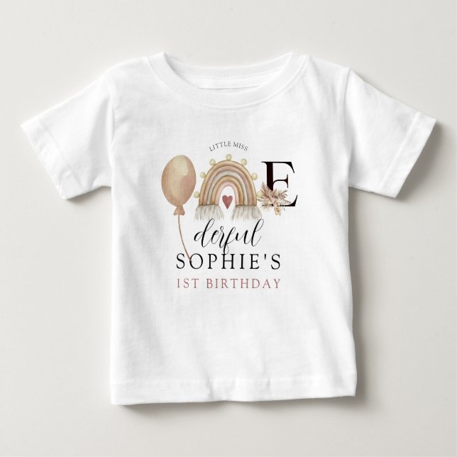Camiseta De Bebé Cumpleaños ONEderful de la niña del arcoíris (Anverso)