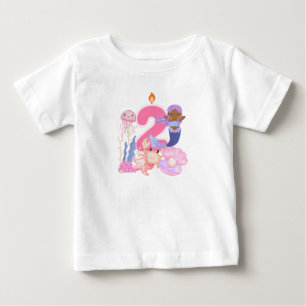 Camiseta De Bebé Cumpleaños pastel de sirena y criaturas marinas pa