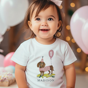 Camiseta De Bebé Cumpleaños Paw-ty cachorro perro Dachshund Edad