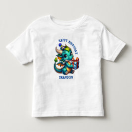 Camiseta De Bebé Cumpleaños personalizado con tema de dragón para n