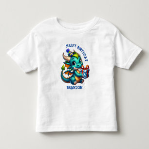 Camiseta De Bebé Cumpleaños personalizado con tema de dragón para n