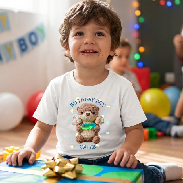 Camiseta De Bebé Cumpleaños personalizado con tema de nutria y dulc (Subido por el creador)