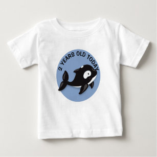 Camiseta De Bebé Cumpleaños personalizado de ballenas blancas y neg