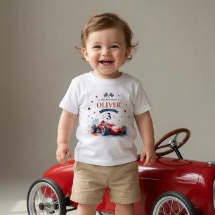 Camiseta De Bebé Cumpleaños Personalizado de Coche de Carreras de F