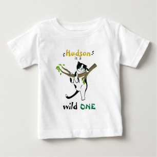 Camiseta De Bebé Cumpleaños personalizado de gatito esmoquin Wild O