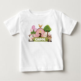 Camiseta De Bebé Cumpleaños personalizado de los Barnyard rosados