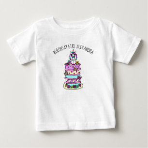 Camiseta De Bebé Cumpleaños personalizado de niña unicornio