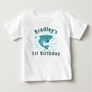 Camiseta De Bebé Cumpleaños Personalizado de Tiburón 1