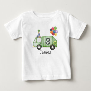 Camiseta De Bebé Cumpleaños Personalizado del Camión de Basura para