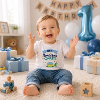 Camiseta De Bebé Cumpleaños Personalizado del Primer Año Completo 