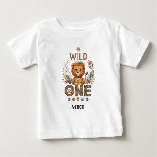 Camiseta De Bebé Cumpleaños personalizado del primer bebé León Salv