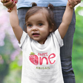 Camiseta De Bebé Cumpleaños Personalizado Dulce Uno Fresa 1er