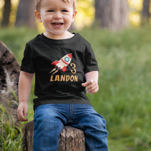 Camiseta De Bebé Cumpleaños Personalizado Edad Cohete