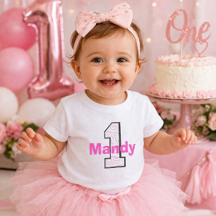 Camiseta De Bebé Cumpleaños Personalizado Niña 1er Año