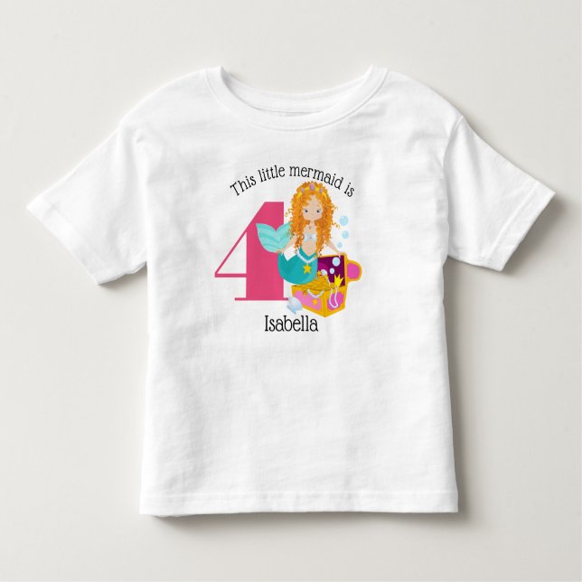 Camiseta De Bebé Cumpleaños Personalizado Sirena (Anverso)