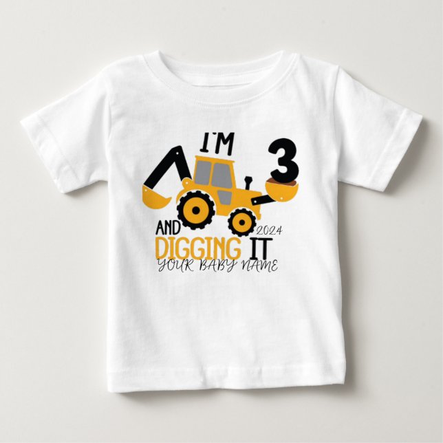 Camiseta De Bebé    ﻿Cumpleaños Personalizado Tres  3er Cumpleaños  (Anverso)