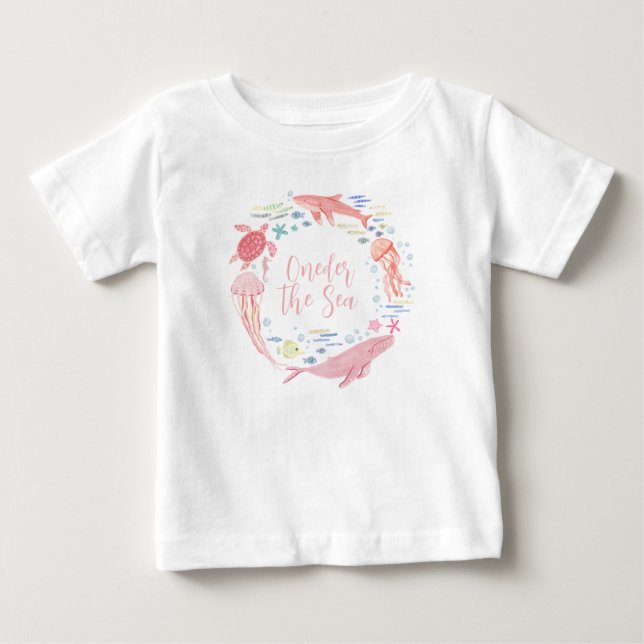 Camiseta De Bebé Cumpleaños Pink Oneder bajo el mar (Anverso)