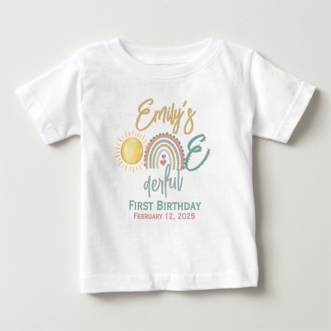 Camiseta De Bebé Cumpleaños Primera de la Niña es Maravilloso (Anverso)