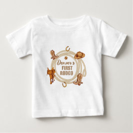 Camiseta De Bebé Cumpleaños Primera Rodeo Vaquero Neutro en Género