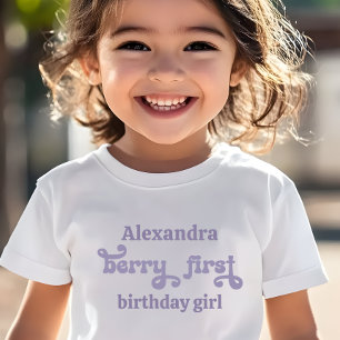Camiseta De Bebé Cumpleaños Primero de Hada Morada Primera Fruta