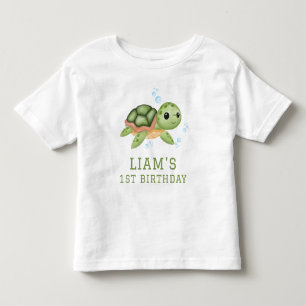 Camiseta De Bebé Cumpleaños primero de Tortuga bajo el mar
