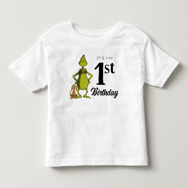 Camiseta De Bebé Cumpleaños Primero Grinch Pizarra (Anverso)