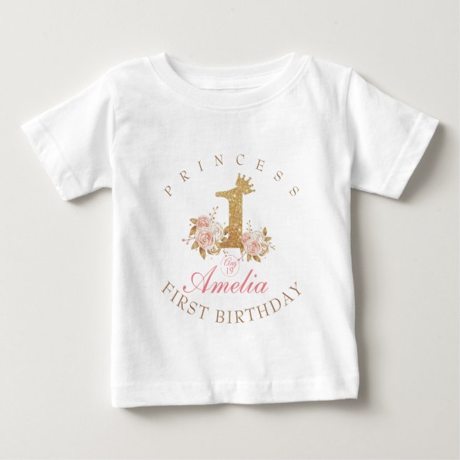 Camiseta De Bebé  Cumpleaños Princesa 1er Año  (Anverso)