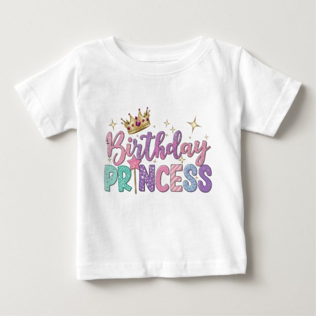 Camiseta De Bebé Cumpleaños princesa Baby letra moderna (Anverso)