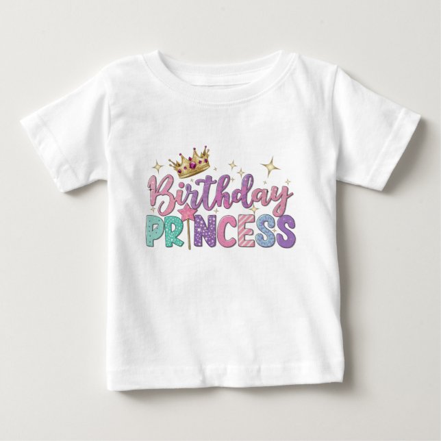 Camiseta De Bebé Cumpleaños princesa bebé letra moderna (Anverso)