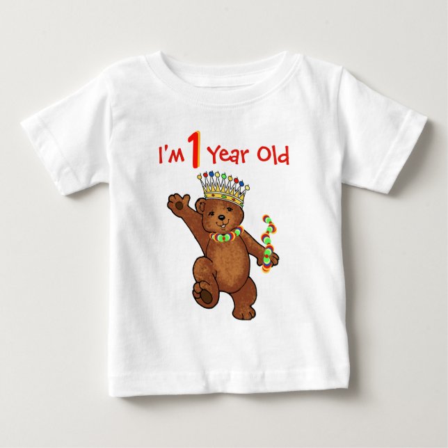 Camiseta De Bebé Cumpleaños real de 1 año del oso (Anverso)