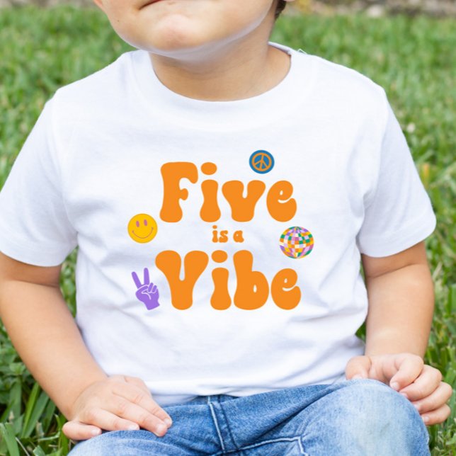 Camiseta De Bebé Cumpleaños Retro 70's Five Is A Vibe Quinto 5º (Subido por el creador)