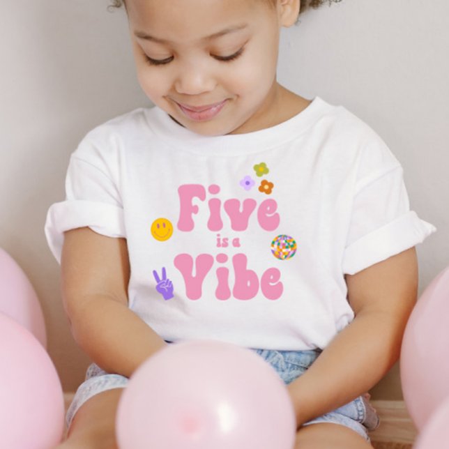 Camiseta De Bebé Cumpleaños Retro 70's Five Is A Vibe Quinto 5 (Subido por el creador)