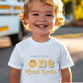 Camiseta De Bebé Cumpleaños Retro para Niño 'One Cool Dude'