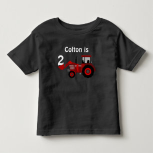 Camiseta De Bebé Cumpleaños rojo del tractor de la diversión "eda