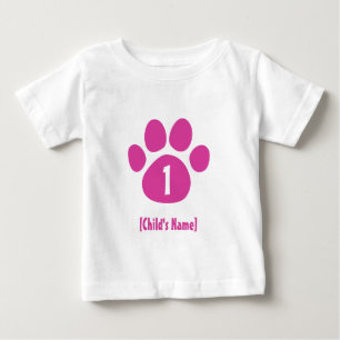 Camiseta De Bebé Cumpleaños rosado de la impresión de la pata