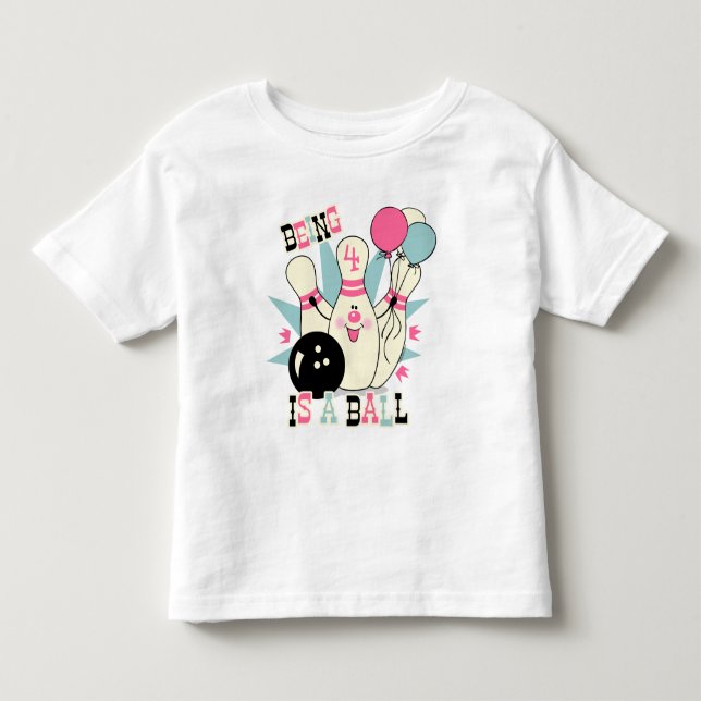 Camiseta De Bebé Cumpleaños rosado del Pin de bolos (Anverso)