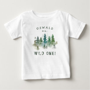 Camiseta De Bebé Cumpleaños Salvaje 1 Madera Acuarela