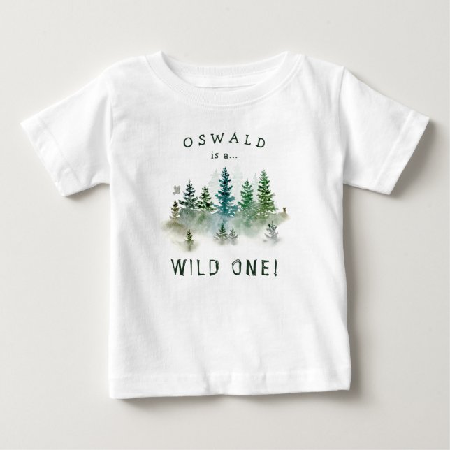 Camiseta De Bebé Cumpleaños Salvaje 1 Madera Acuarela (Anverso)