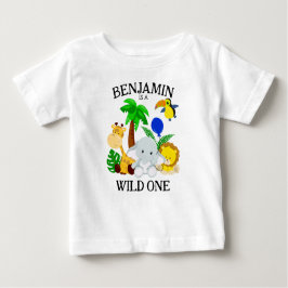Camiseta De Bebé Cumpleaños salvaje de animales de safari