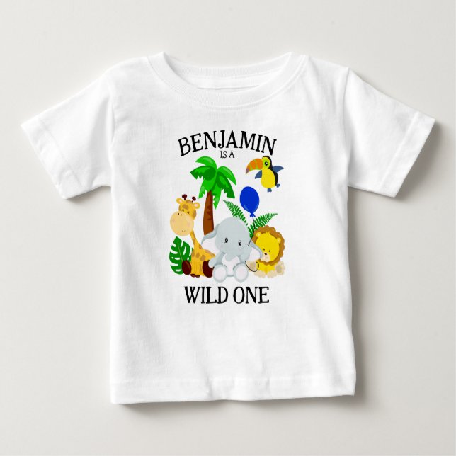 Camiseta De Bebé Cumpleaños salvaje de animales de safari (Anverso)