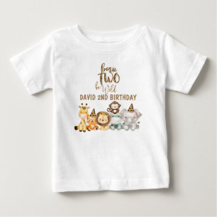 Camiseta De Bebé Cumpleaños Salvaje Dos Animales Safari Niños