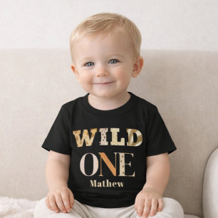 Camiseta De Bebé Cumpleaños Salvaje Moderno de Estampado Animal Pri