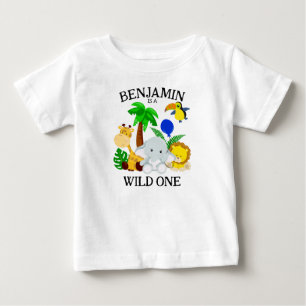 Camiseta De Bebé Cumpleaños Salvaje Safari Animales Primero