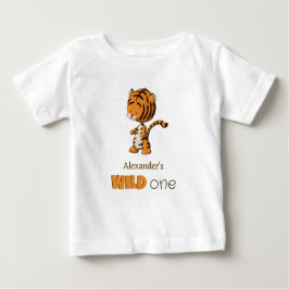Camiseta De Bebé Cumpleaños Salvaje Un Bebe Tigre Safari Primer Cum