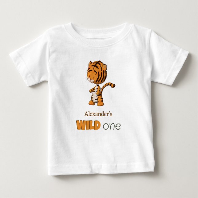 Camiseta De Bebé Cumpleaños Salvaje Un Bebe Tigre Safari Primer Cum (Anverso)