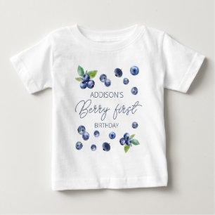 Camiseta De Bebé Cumpleaños Simple Lindo Rojo Arándano Dulce 1er