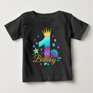 Camiseta De Bebé Cumpleaños Sirena 1er Cumpleaños 