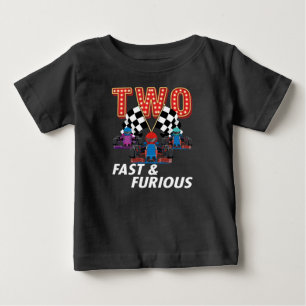 Camiseta De Bebé Cumpleaños Temático de Auto de Carreras 2do Cumple