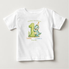 Camiseta De Bebé Cumpleaños Temático de Dinosaurio Adorable