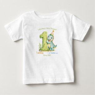 Camiseta De Bebé Cumpleaños Temático de Dinosaurio Adorable